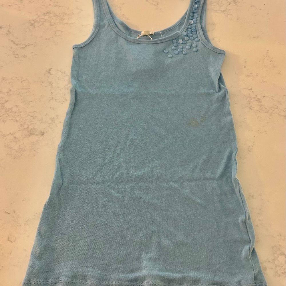 J. Crew Women’s Light Blue Cotton Tank with Beaded Embellishments-Size: M-NWT